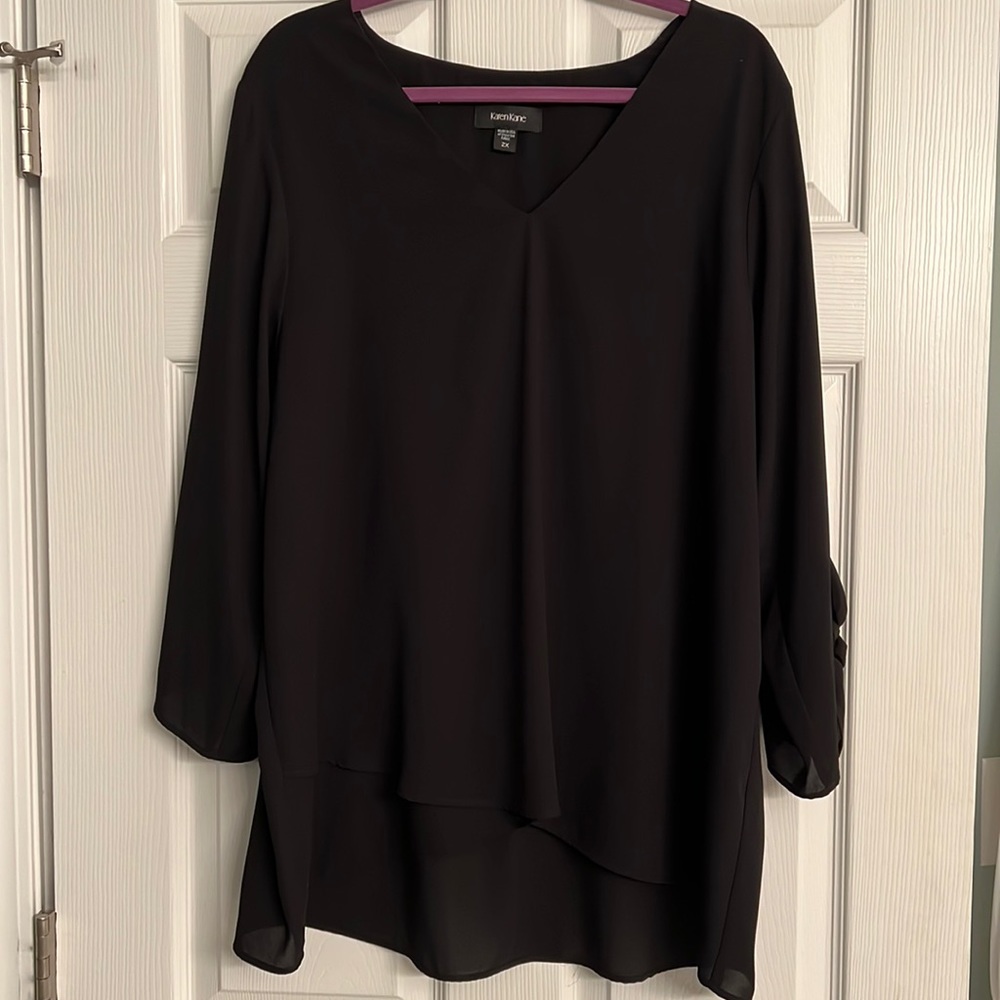 Karen Kane Chiffon Black Blouse